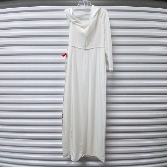 Mac Duggal Ieena Formal Evening Gown Womens 8 White Satin Dress Wedding Party - Picture 5 of 12